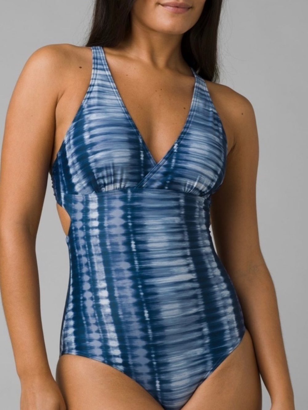 PRANA atalia one piece swimsuit belize hazy days strappy ombré blue size XL